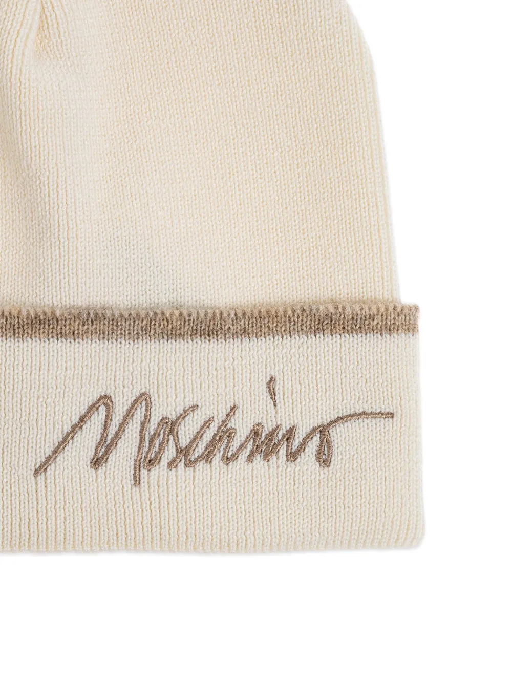 Moschino Wollen muts met geborduurd logo Beige