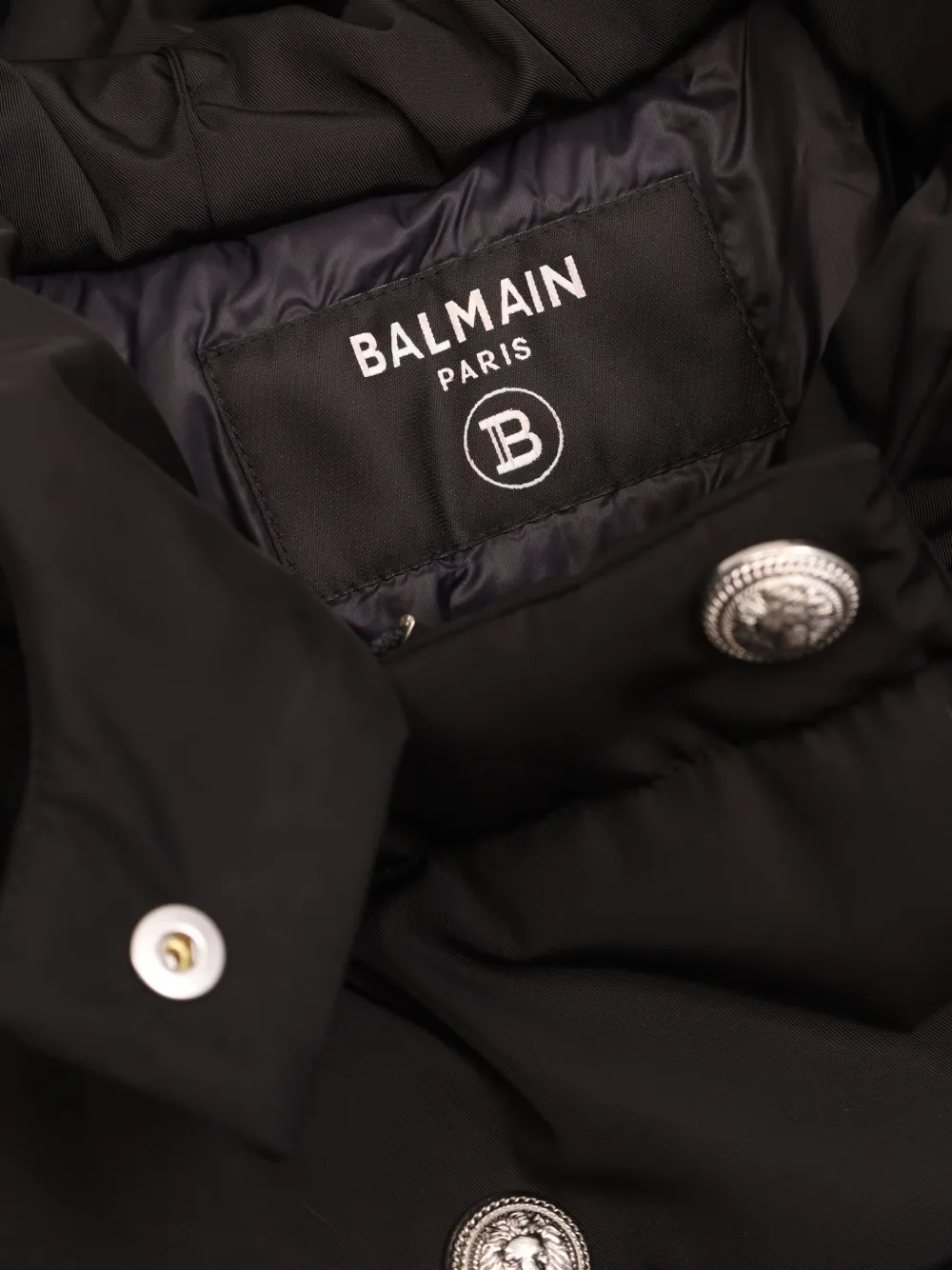 Balmain Kids Jas met capuchon en knopen Zwart