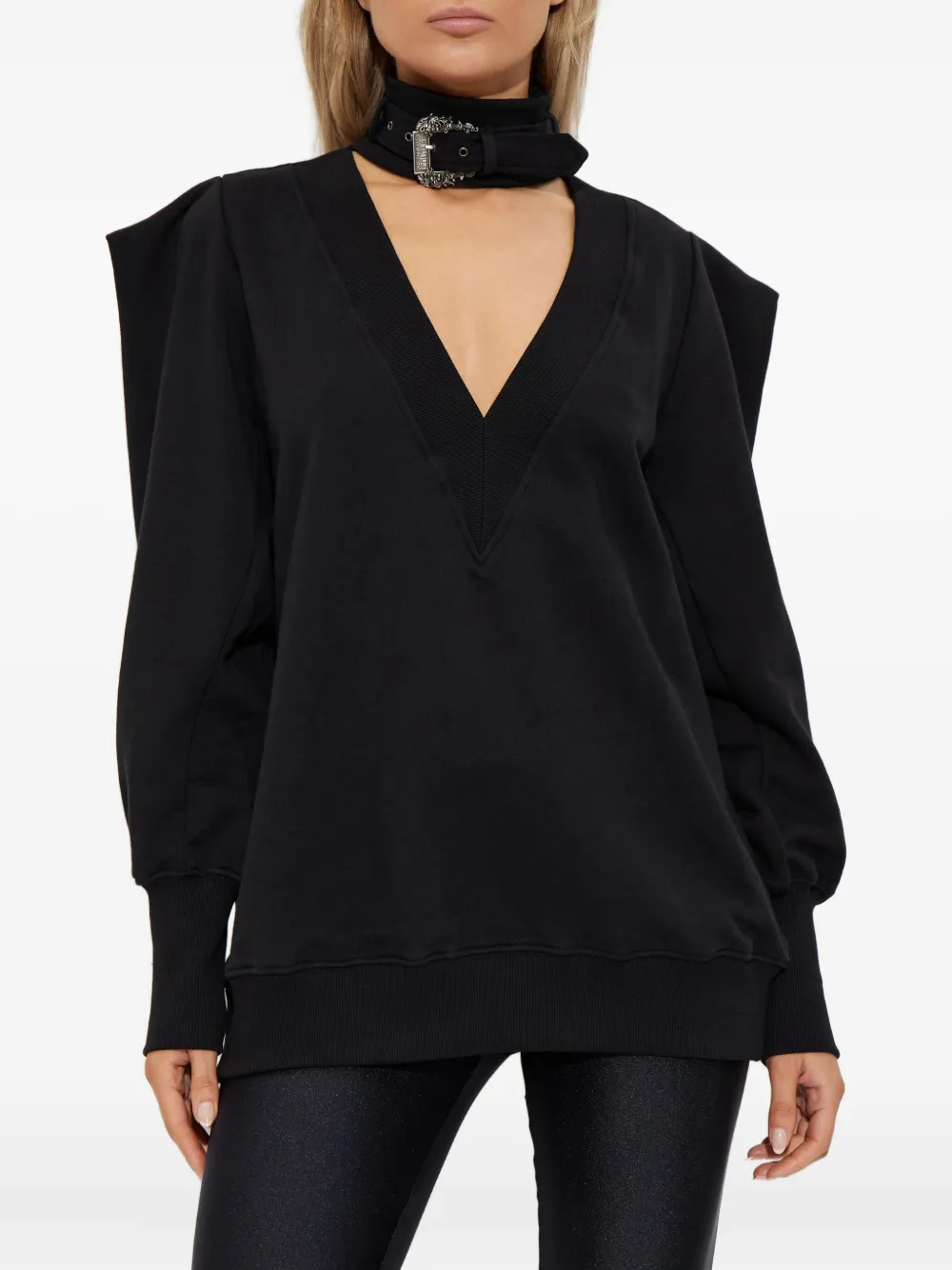 Versace Jeans Couture Sweater verfraaid met gesp Zwart