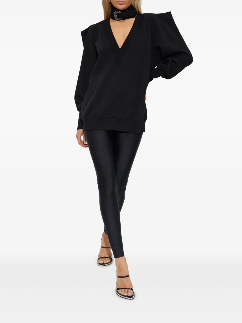 Versace Jeans Couture Sweater verfraaid met gesp Zwart