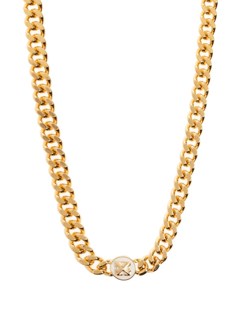 Off-white Curb-chain Logo-plaque Necklace In Gold
