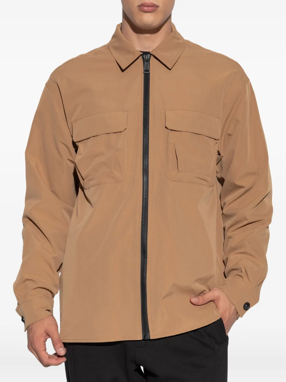 Versace Jeans Couture Shirtjack met zak-detail en rits Beige