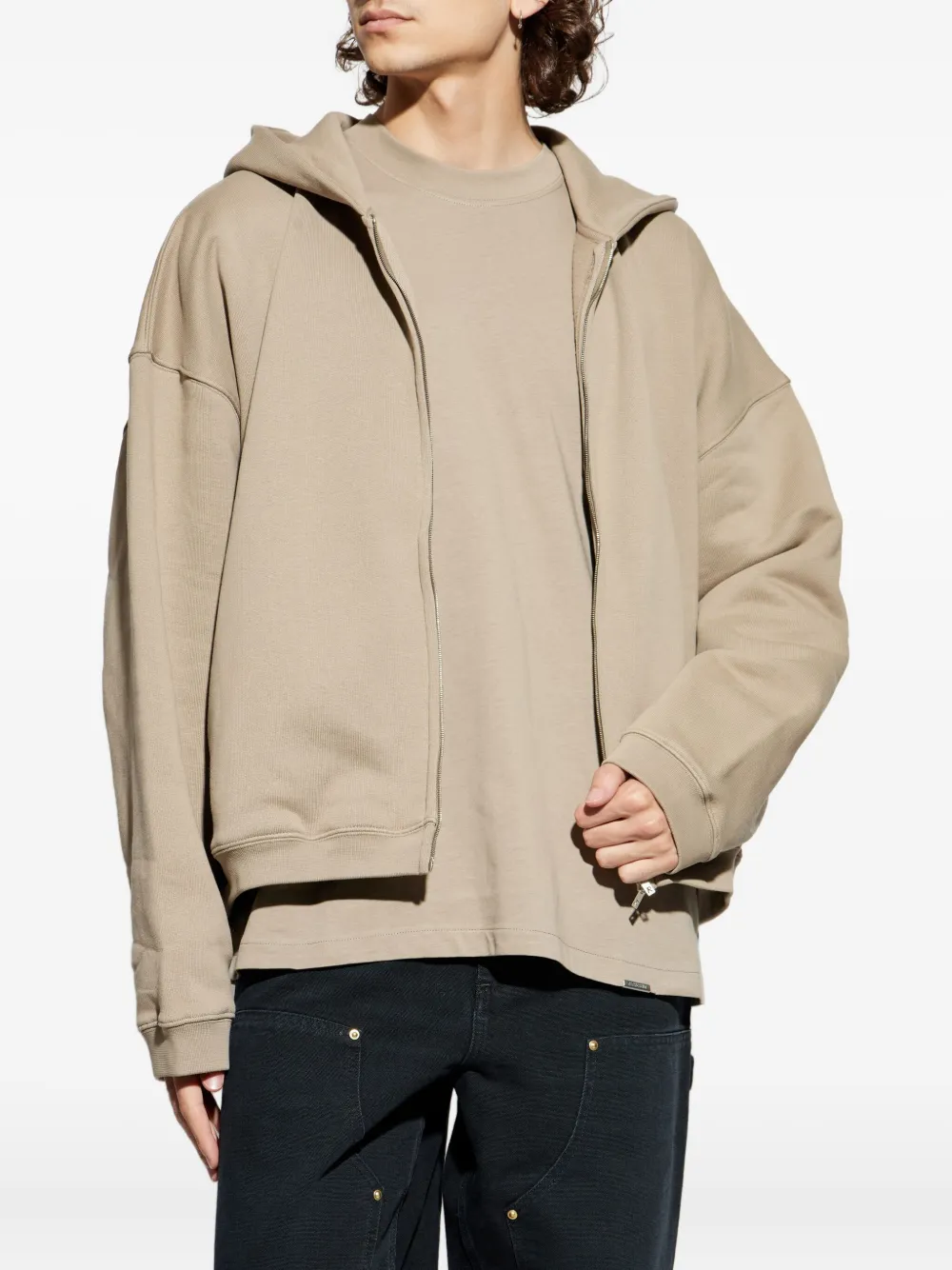 Represent Hooded Zip-up Sweatshirt In Neutral