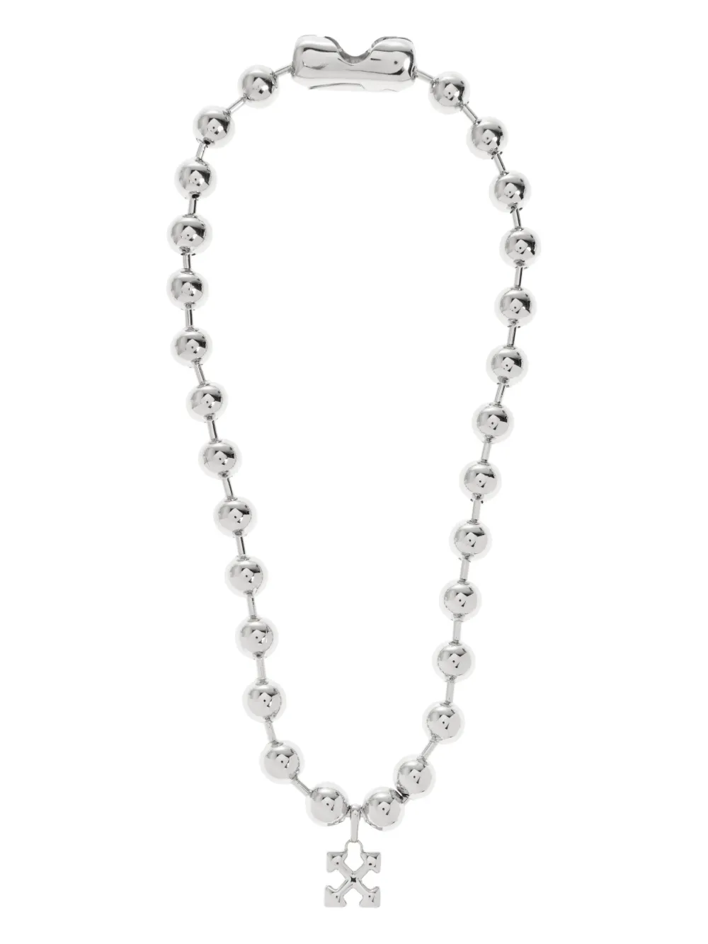 Off-white Arrows-pendant Ball-chain Necklace In Metallic