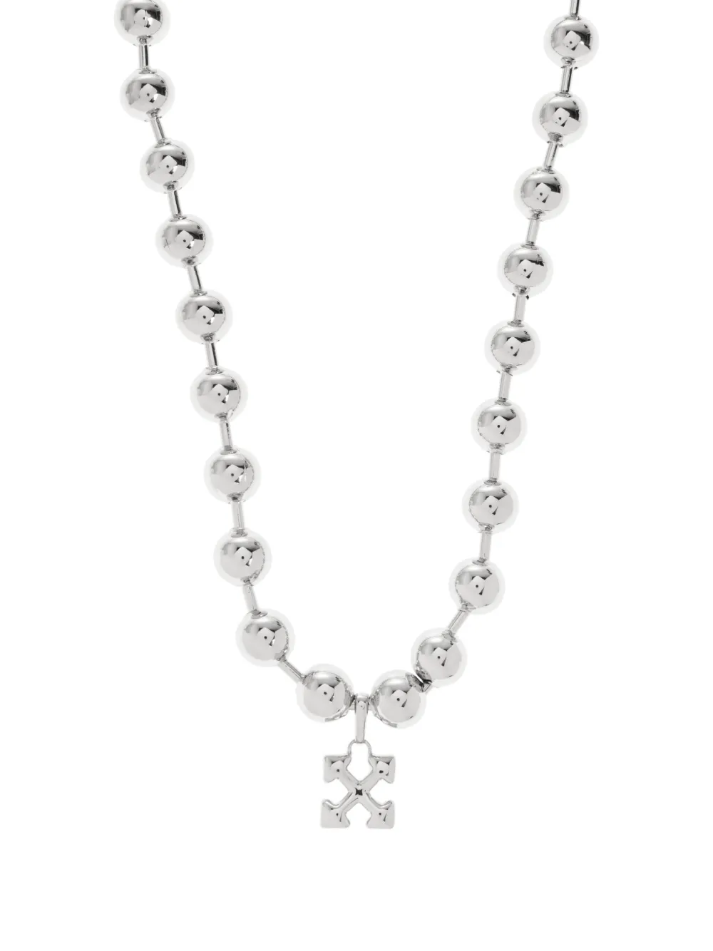 Off-white Arrows-pendant Ball-chain Necklace In Metallic