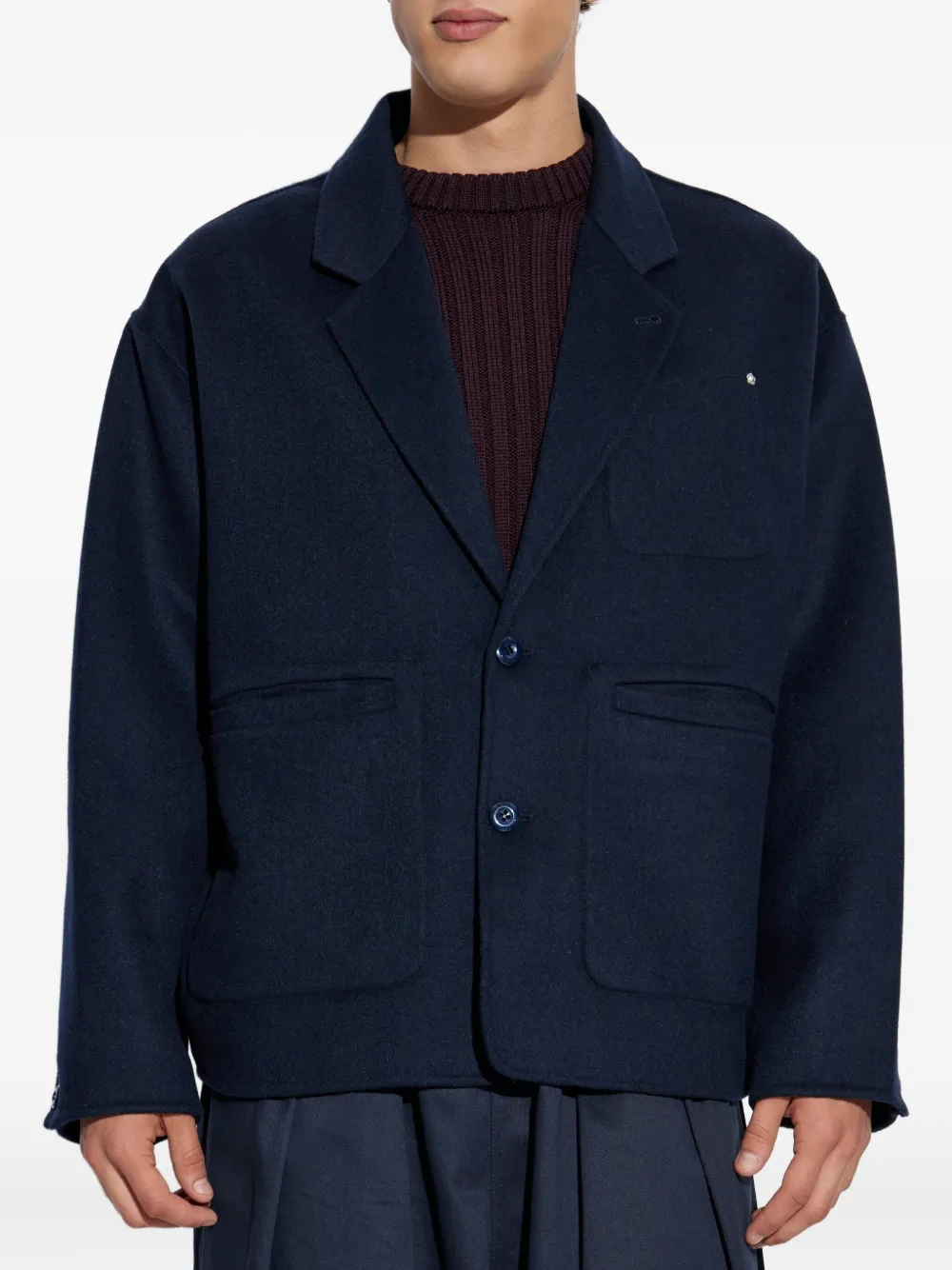 Kenzo Three-button Patch-pocket Cardigan In Blue