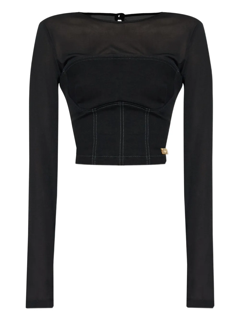 Versace Jeans Couture Mesh-panel Corset Top In Black