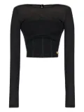 Versace Jeans Couture mesh-panel corset top - Black