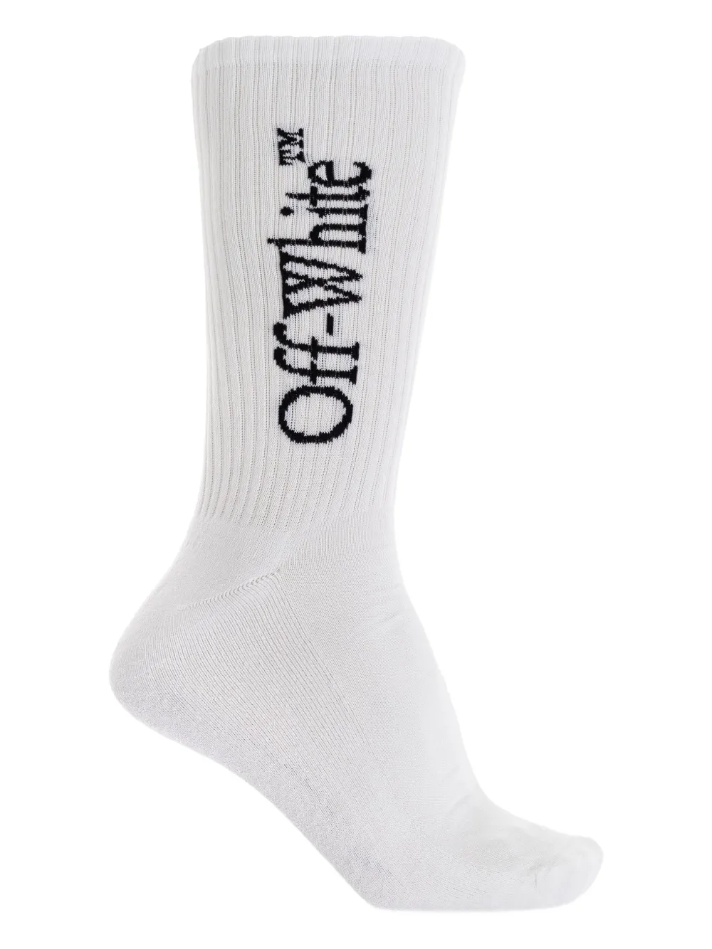 Off-white Logo-embroidered Cotton Socks In White