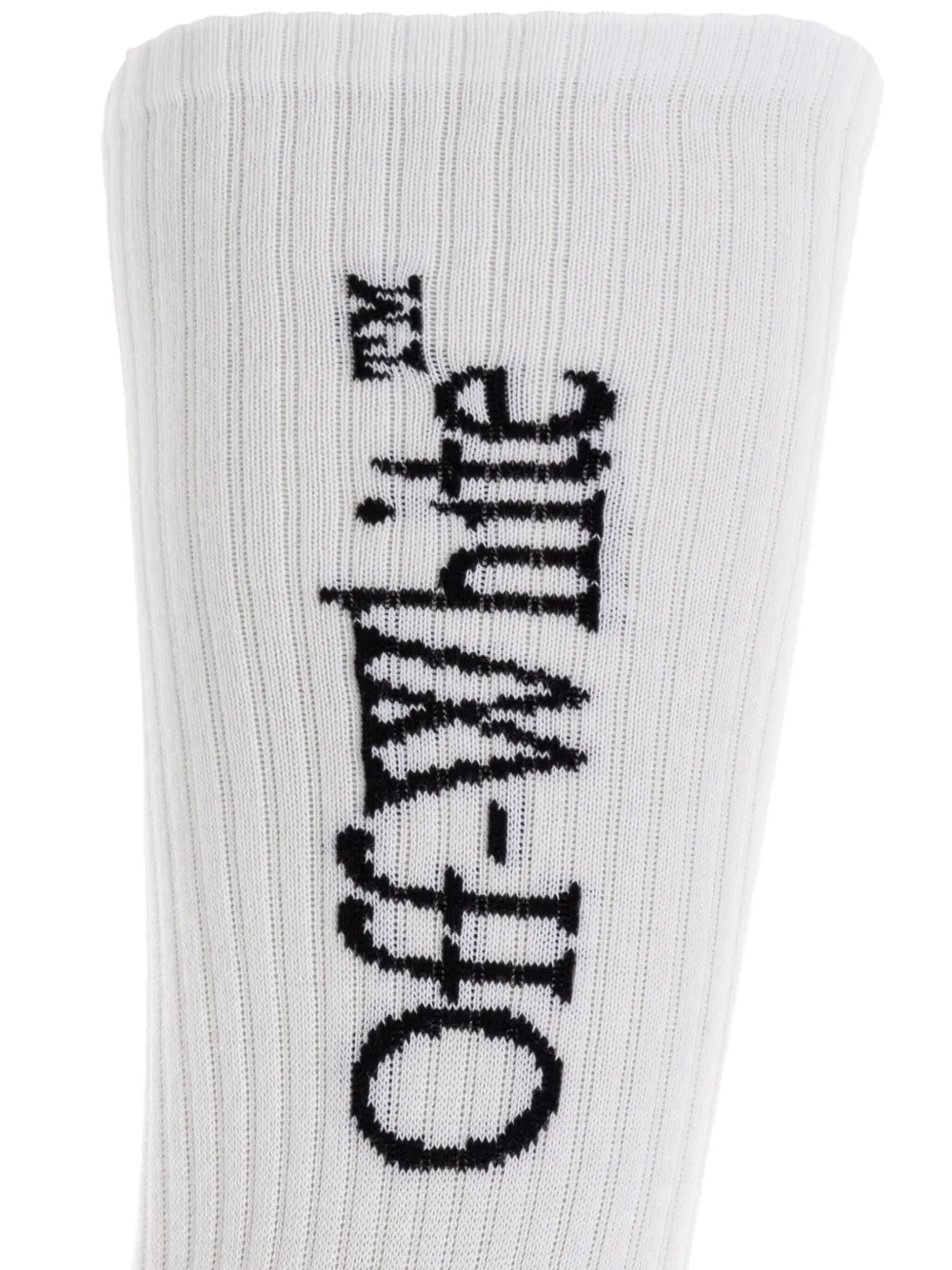 Off-white Logo-embroidered Cotton Socks In White