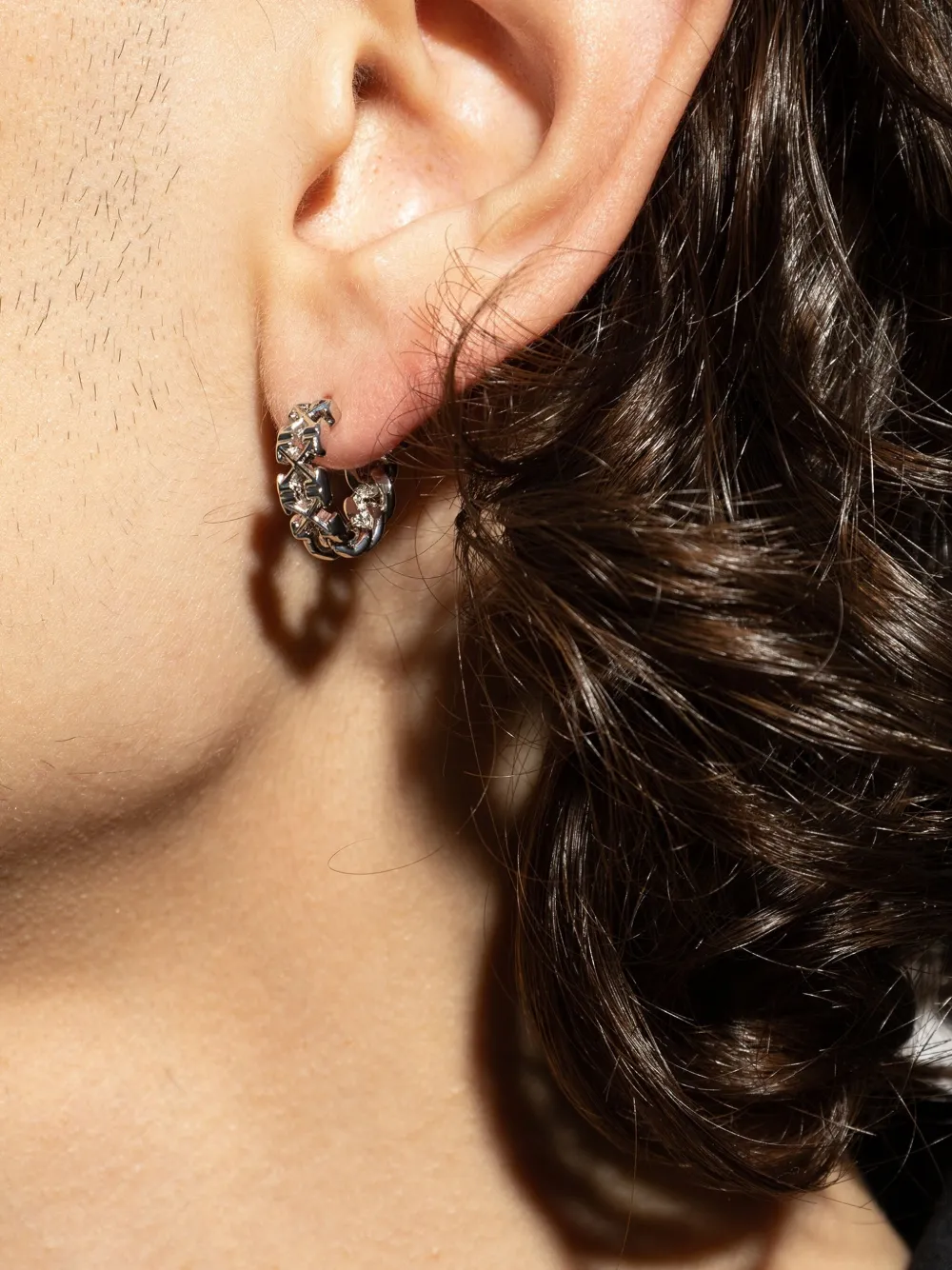 Off-white Arrows-motif Hoop Earring In Silver