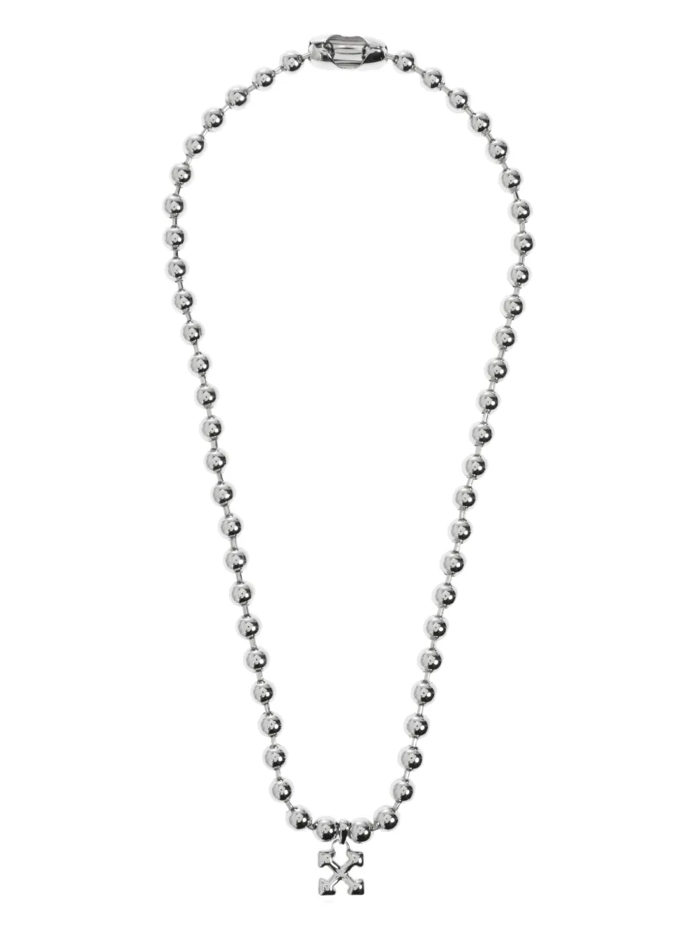 Off-white Arrows-motif Ball-chain Necklace In Metallic