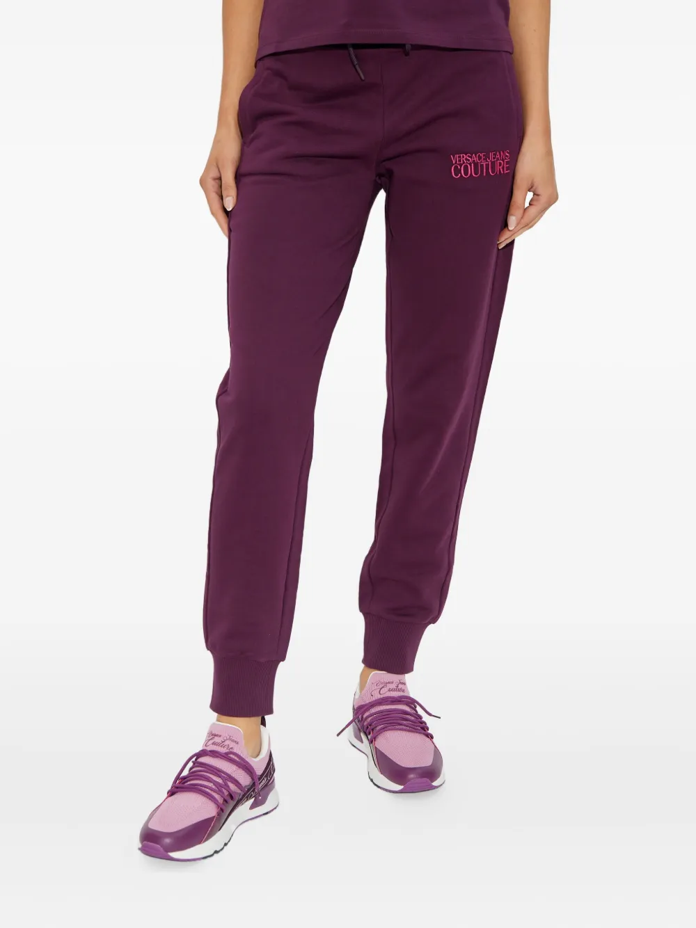 Versace Jeans Couture Trainingsbroek met geborduurd logo Paars