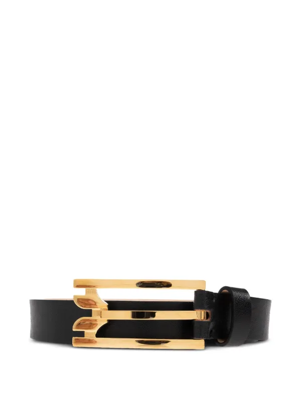 Victoria Beckham Wide-buckle Leather Belt in Black