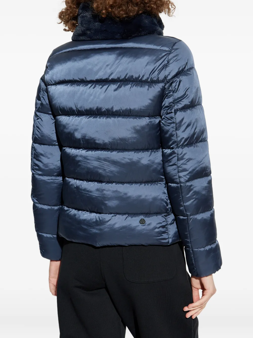 Save The Duck Quilted Faux-fur Collar Jacket In Blue