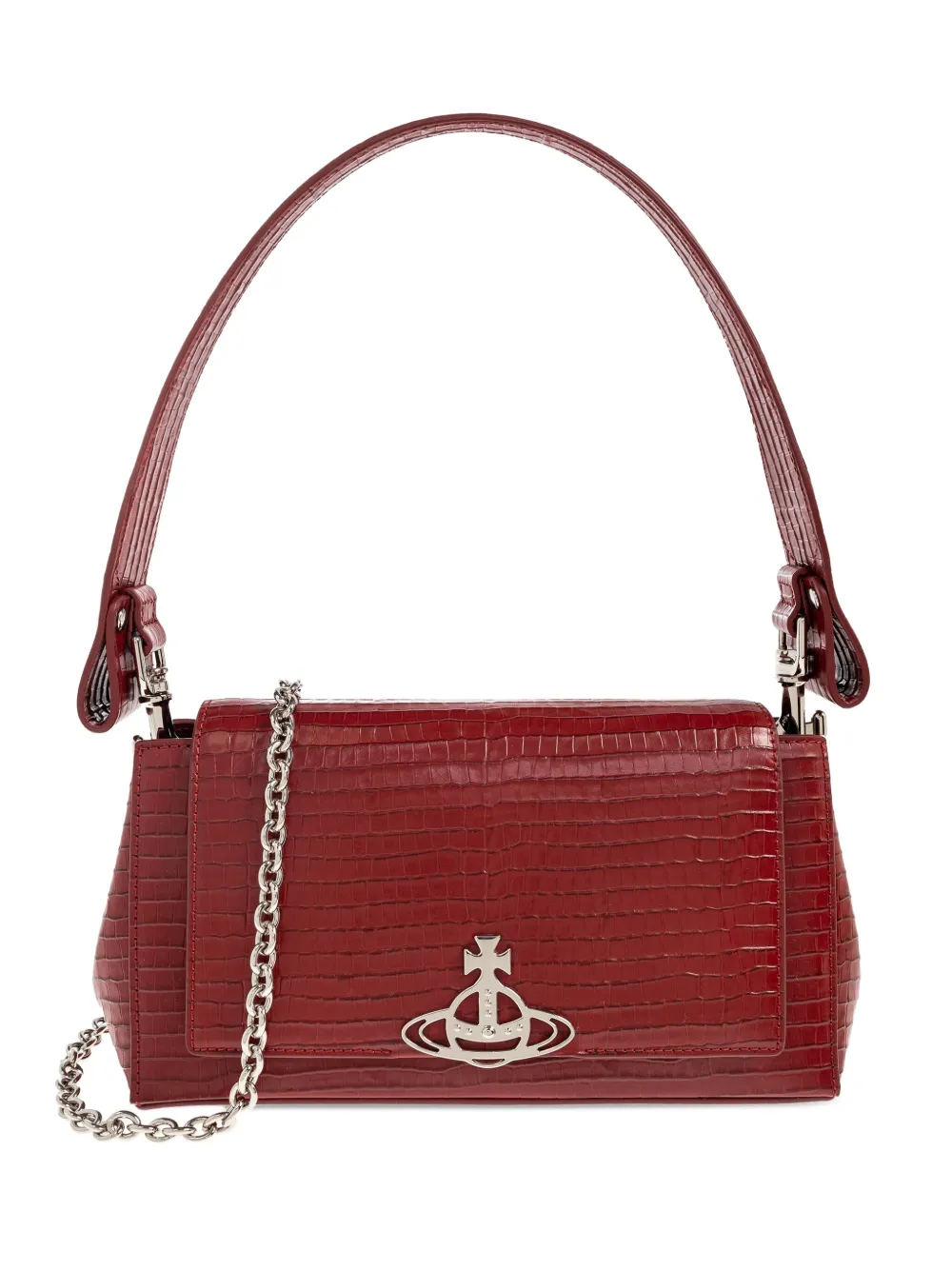 Vivienne Westwood medium Hazel croc-embossed shoulder bag | Red | Image 1