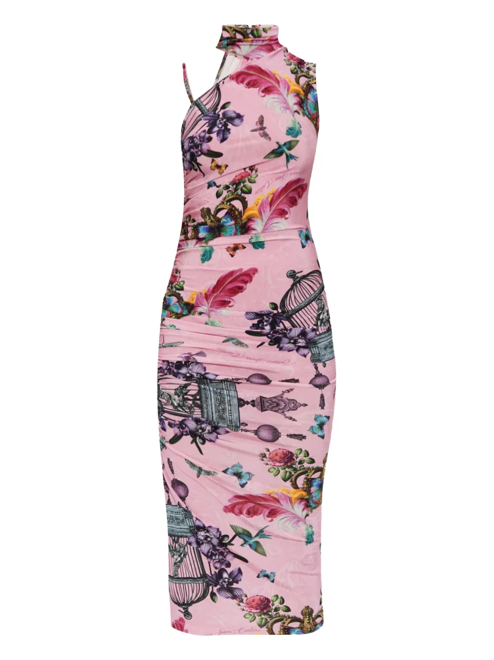 Versace Jeans Couture birdcage-print high-neck midi dress | Pink | Image 1