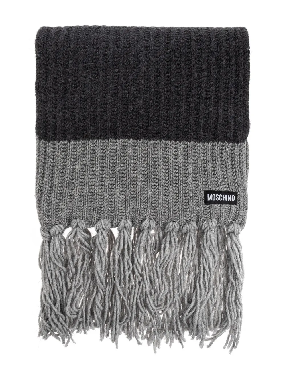 Moschino ribbed-knit fringed scarf | Black | Image 1