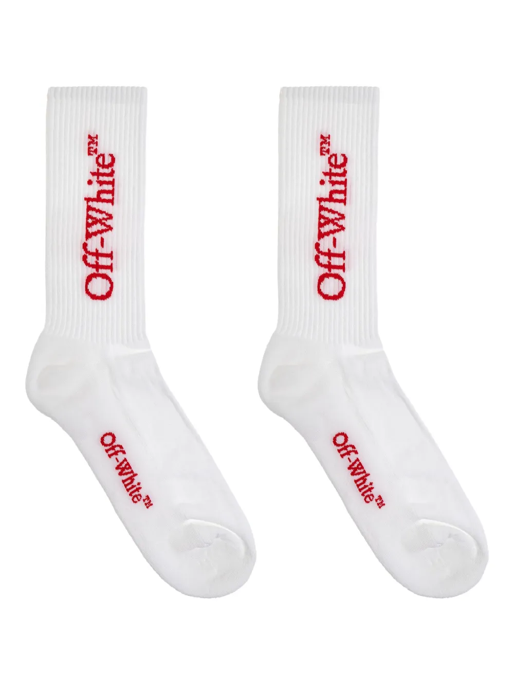 Off-White logo-embroidered ribbed socks | White | Image 1