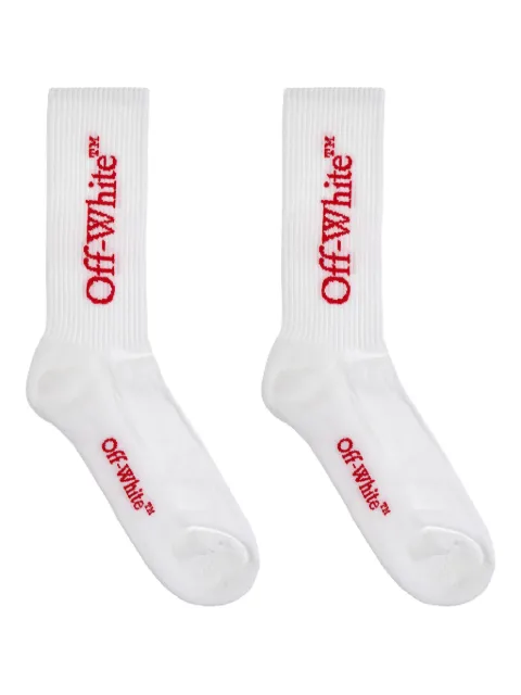 Off-White calcetines tejidos de canalé con logo bordado