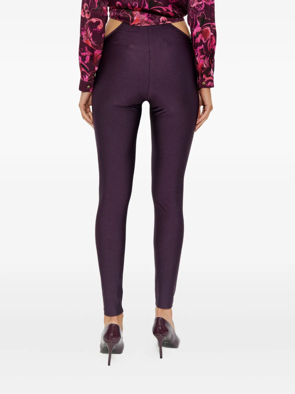Versace Jeans Couture Cut-out Logo-plaque Leggings In Purple