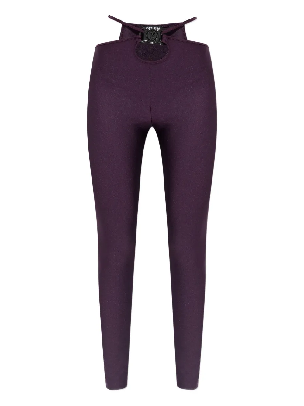 Versace Jeans Couture cut-out logo-plaque leggings | Purple | Image 1