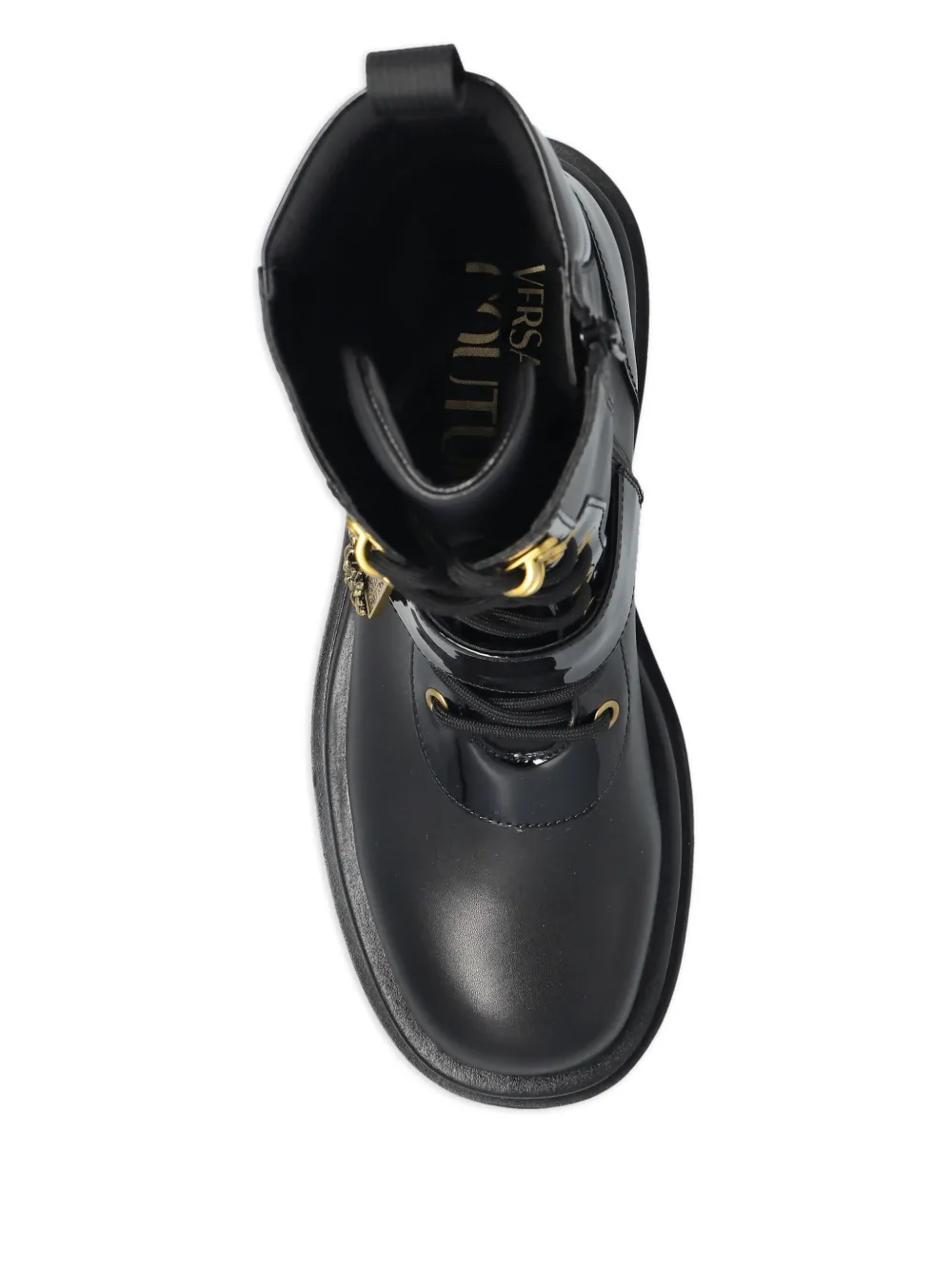 Versace Jeans Couture buckled lace-up biker boots Black