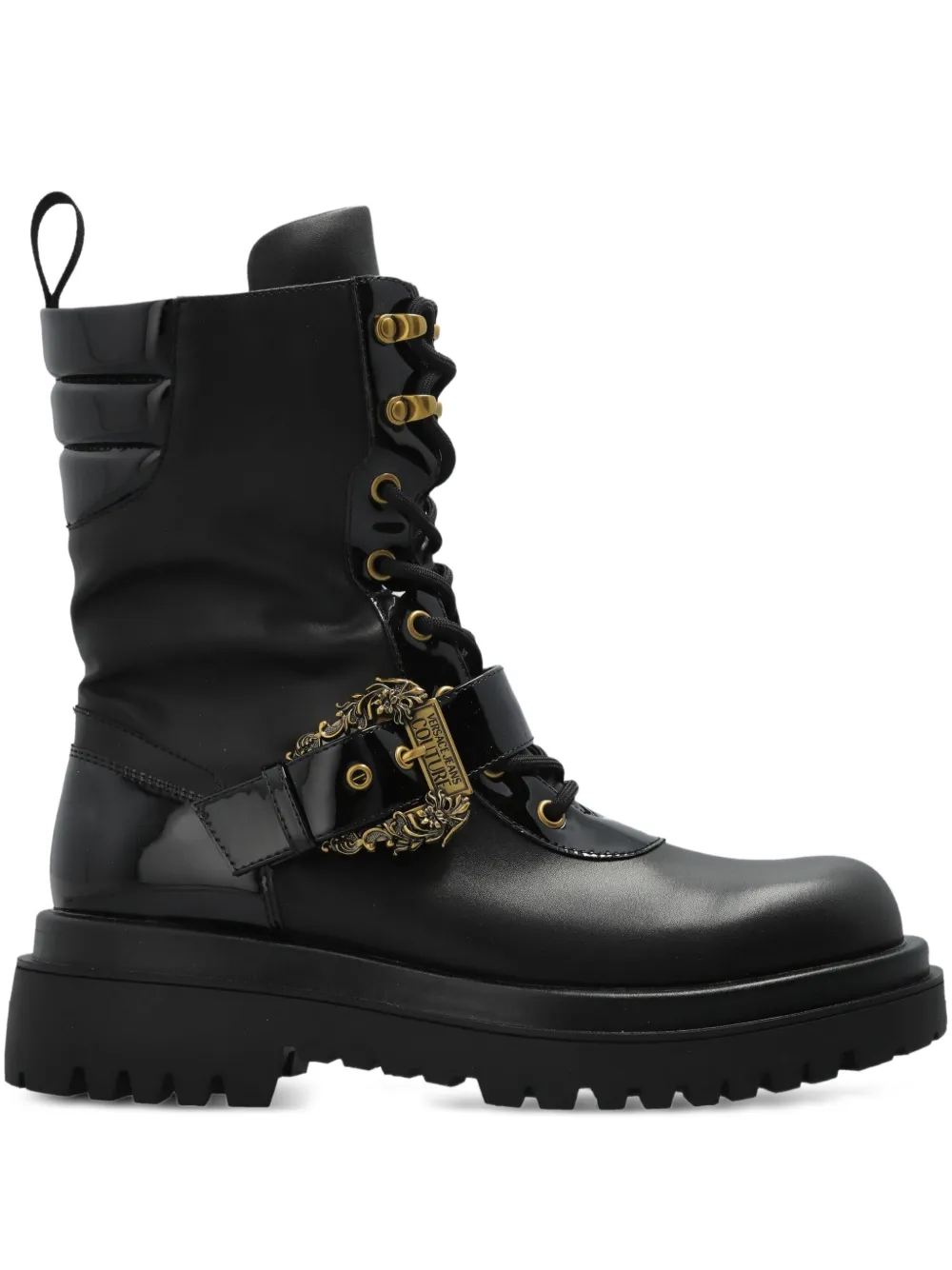 Versace Jeans Couture buckled lace-up biker boots | Black | Image 1