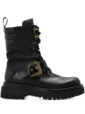 Versace Jeans Couture buckled lace-up biker boots - Black