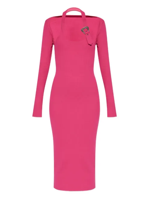Versace Jeans Couture vestido midi de canalé con hebilla Barocco