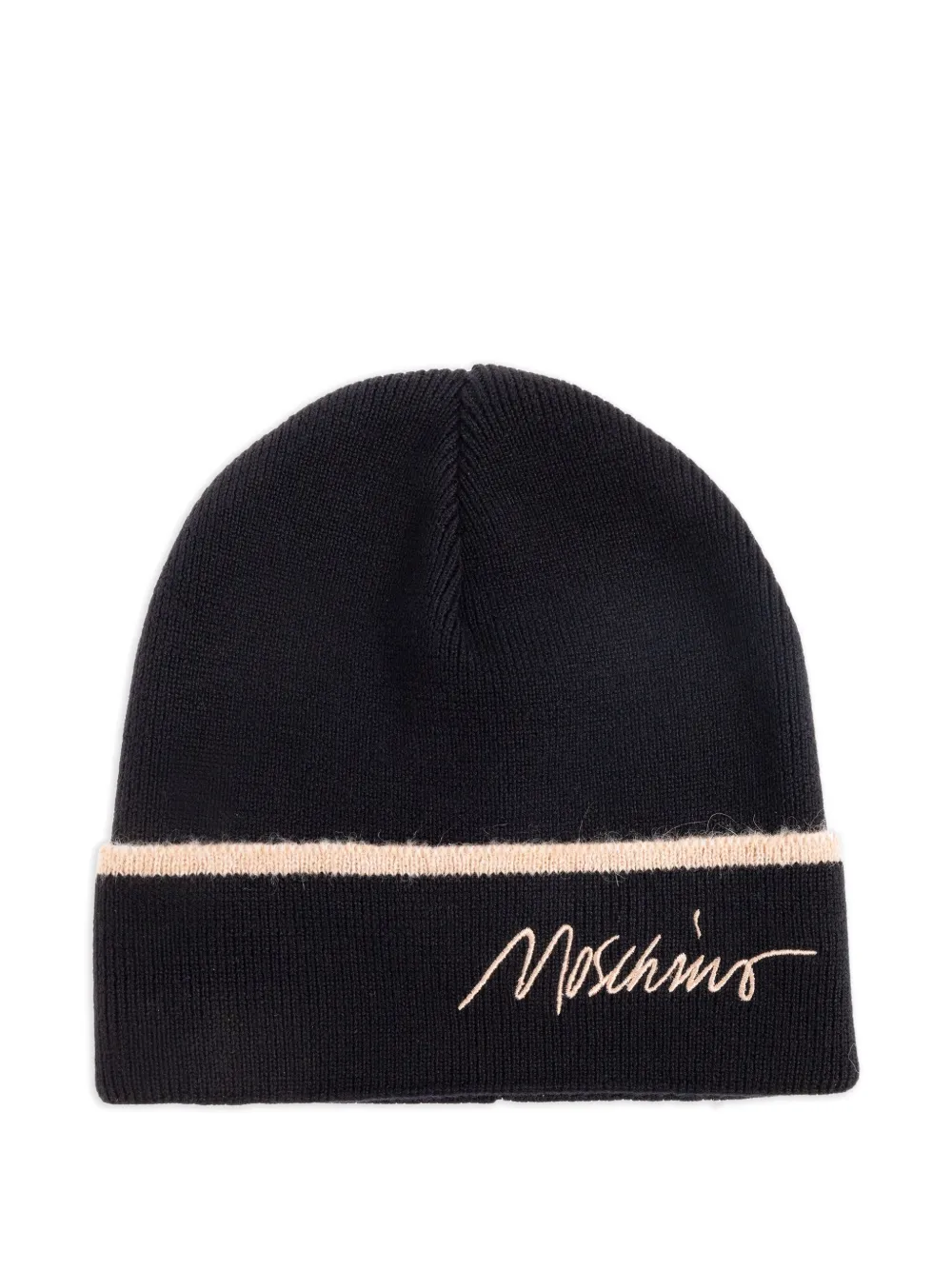 Moschino logo-lettering beanie hat | Black | Image 1