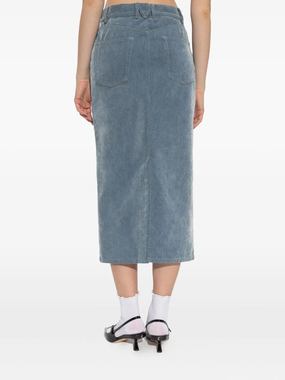 Moschino Button-fastening Denim Midi Straight Skirt In Blue