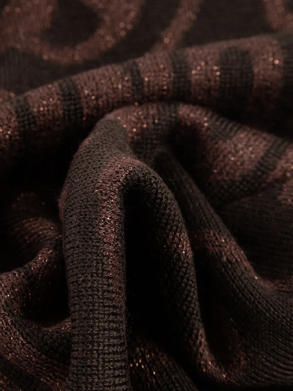 Moschino Metallic-effect Wool Scarf In Brown