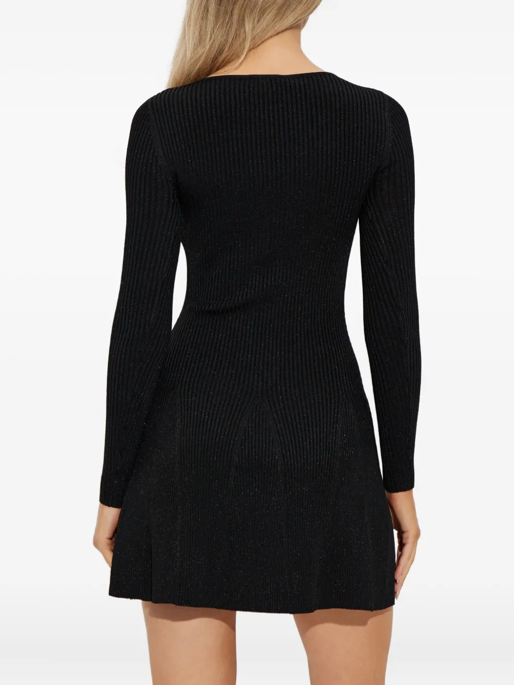 Versace Jeans Couture Ribgebreide mini-jurk met gespdetail Zwart