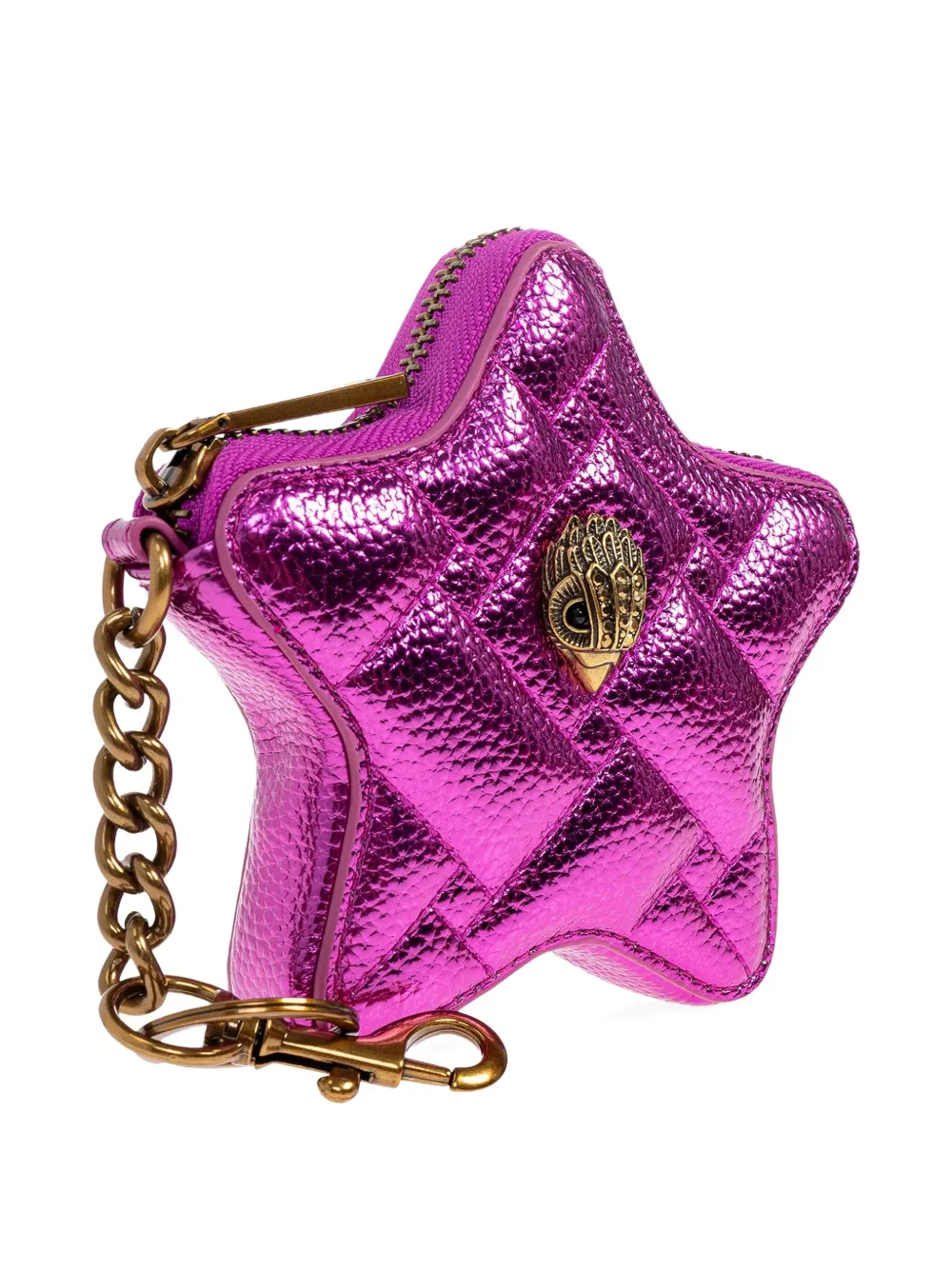Kurt Geiger Kensington Star Quilted Keyring In Purple