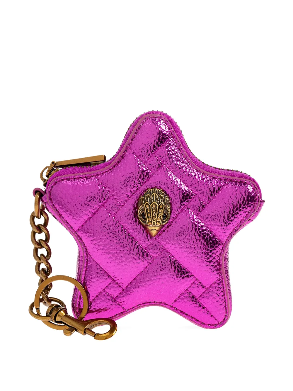 Kurt Geiger Kensington Star Quilted Keyring In Purple