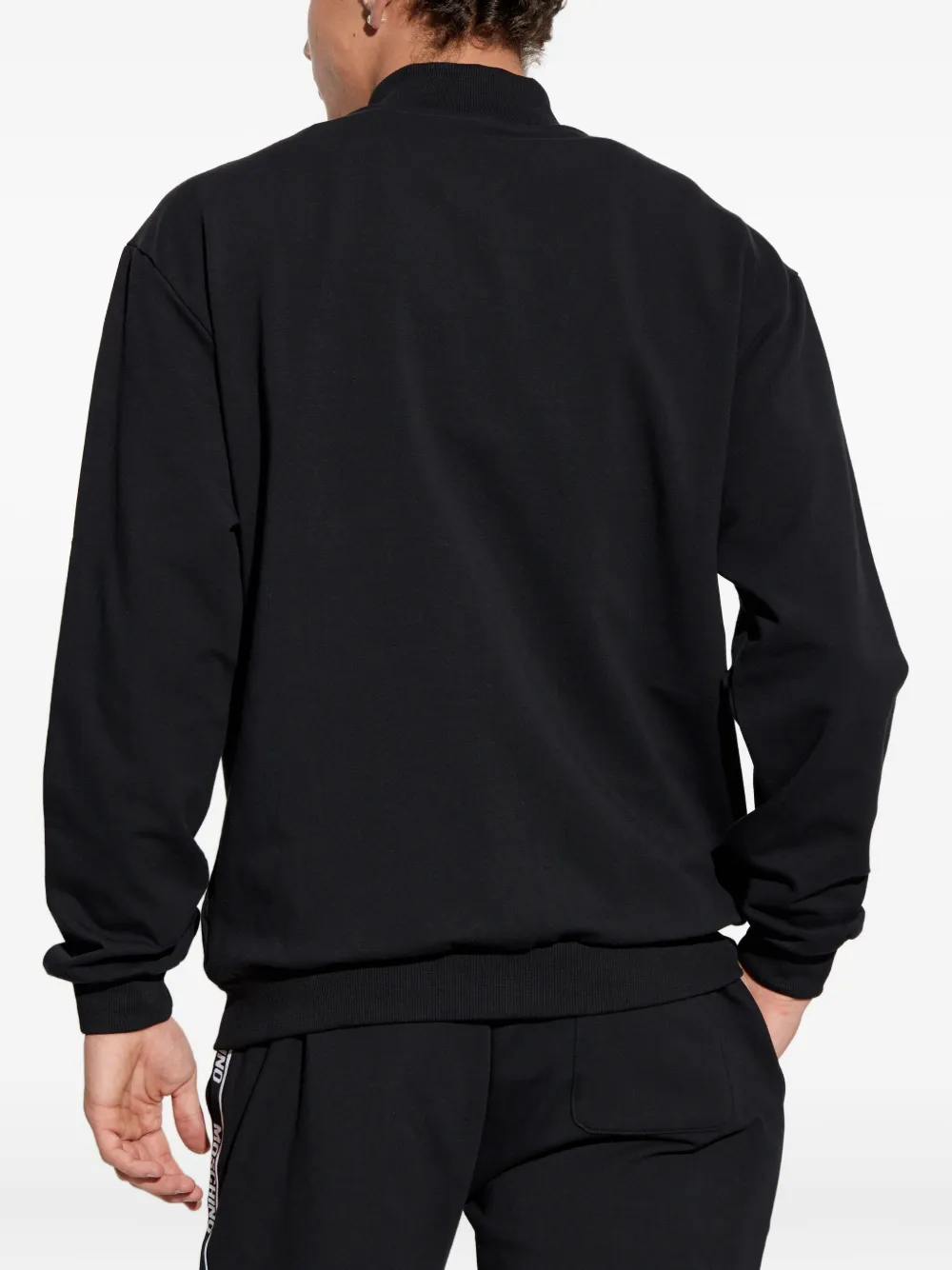 Moschino Sweater met logodetail en rits Zwart