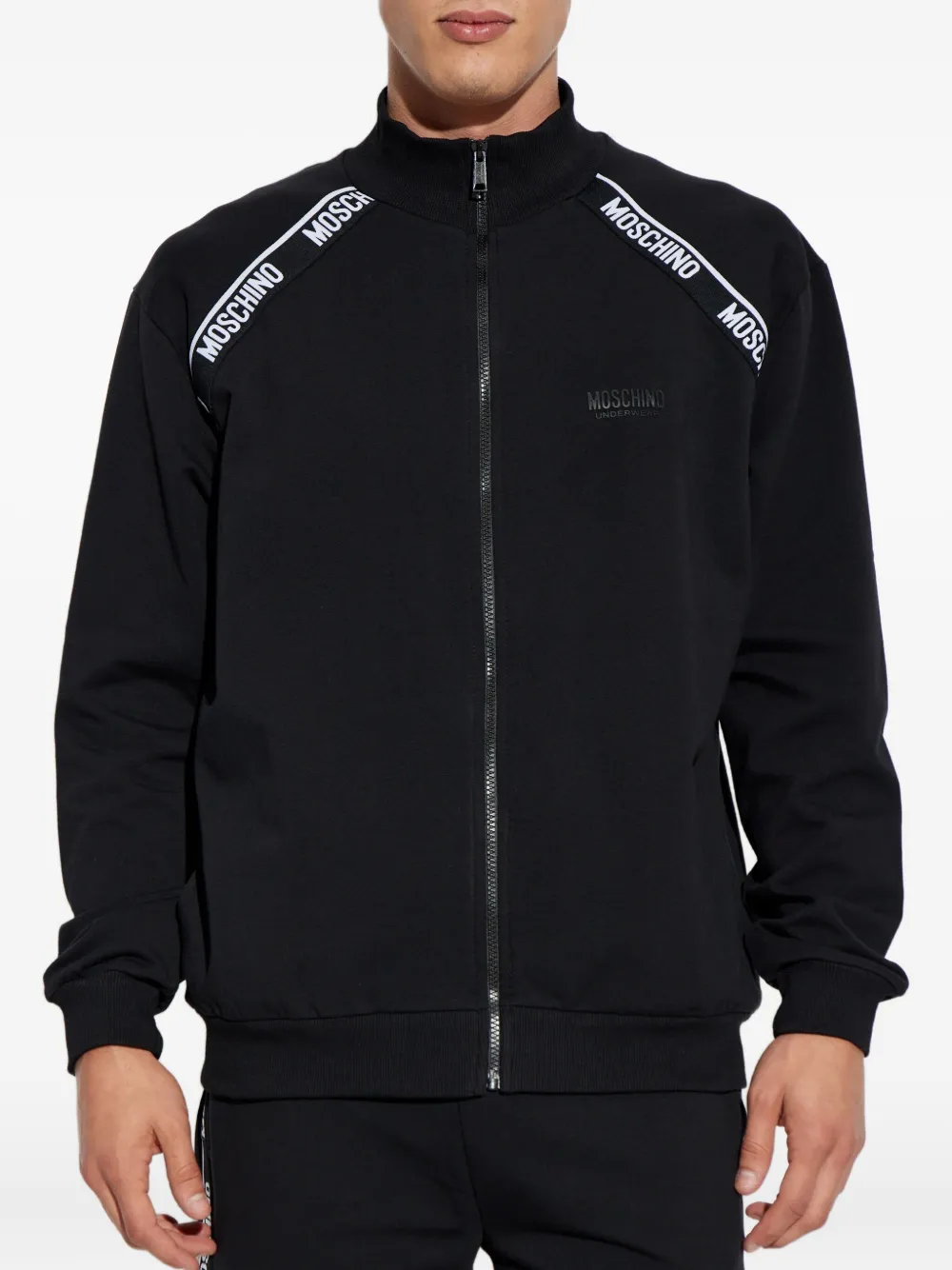 Moschino Sweater met logodetail en rits Zwart