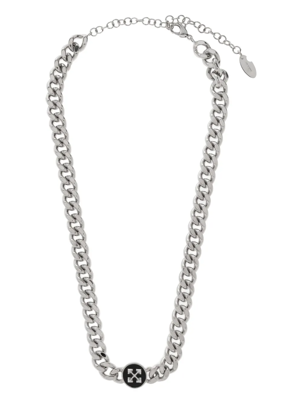 Off-white Arrows-charm Curb-chain Necklace In Metallic