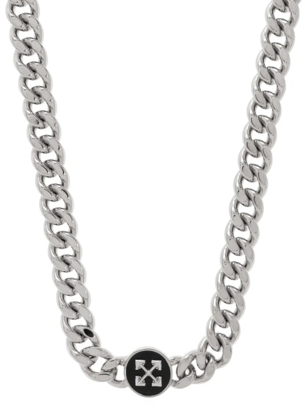 Off-white Arrows-charm Curb-chain Necklace In Metallic