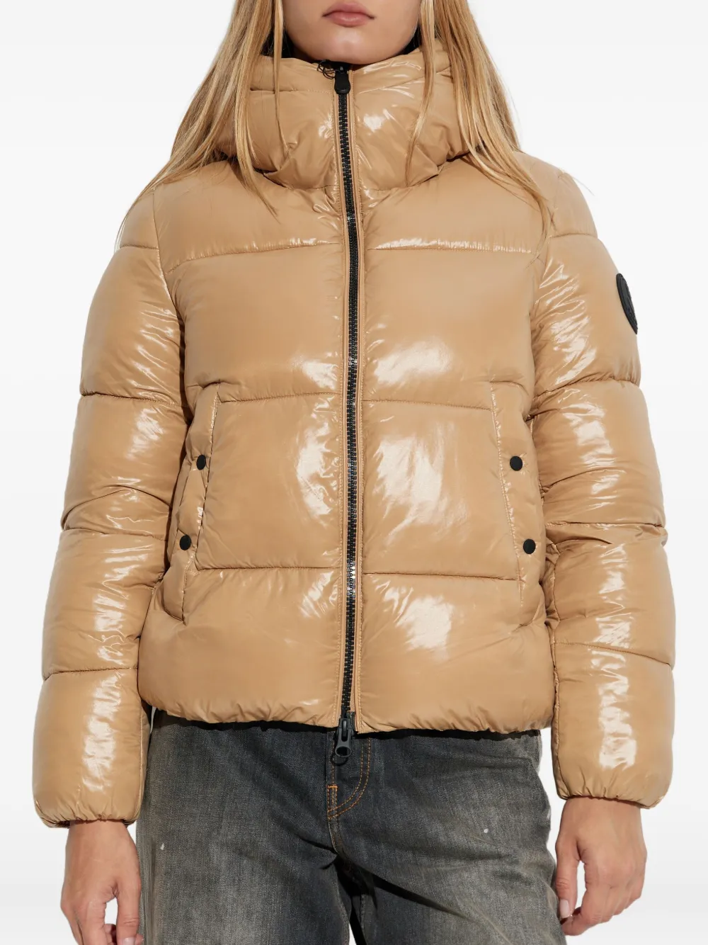 Save The Duck Biddy Hooded Puffer Jacket In Brown