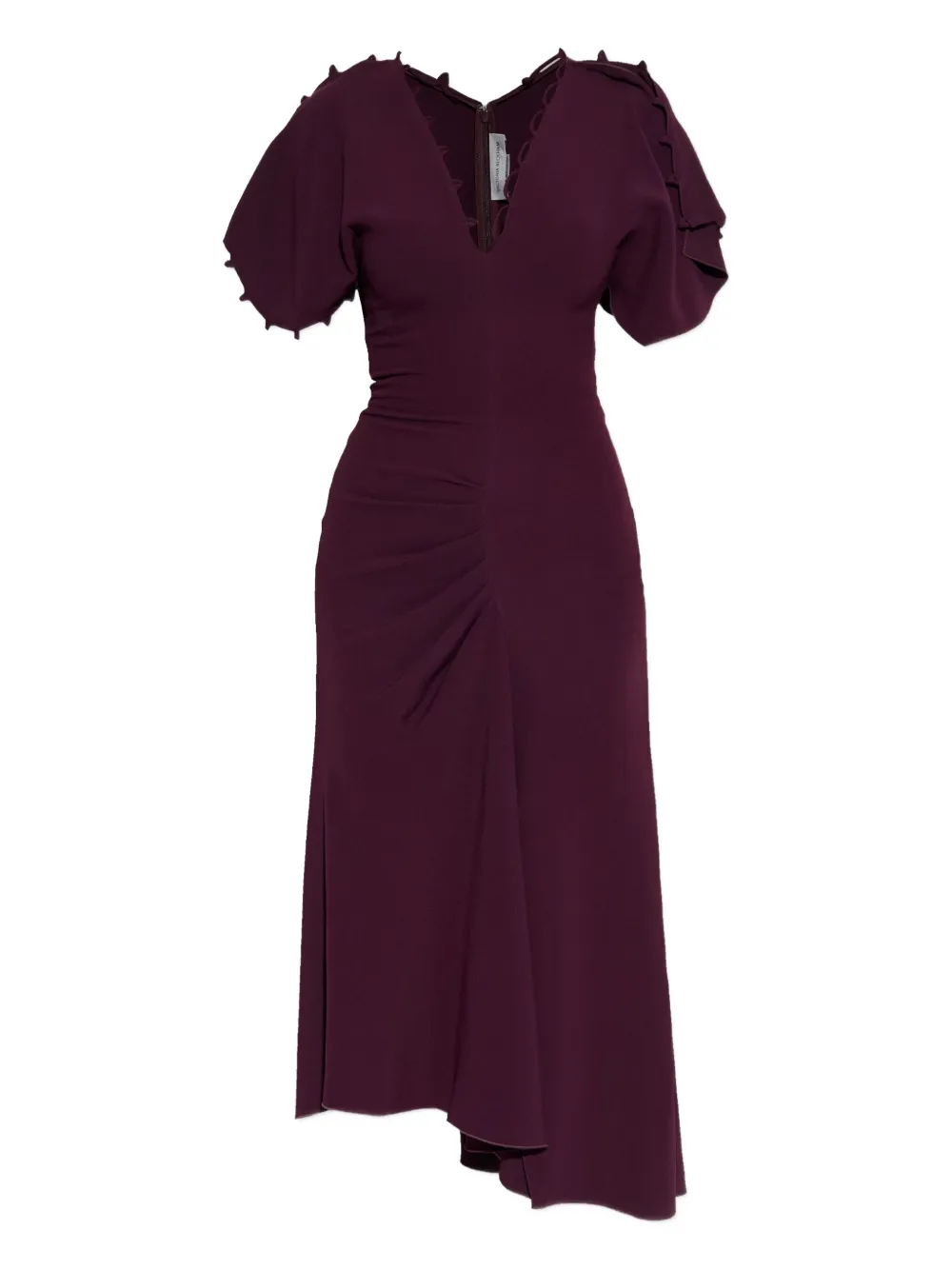 Victoria Beckham ruffled-sleeve asymmetric midi dress | Red | Image 1