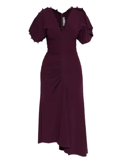 Victoria Beckham ruffled-sleeve asymmetric midi dress