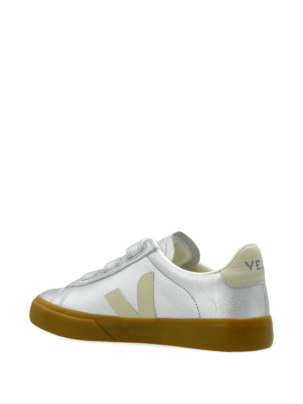VEJA leather strap-fastening sneakers Silver