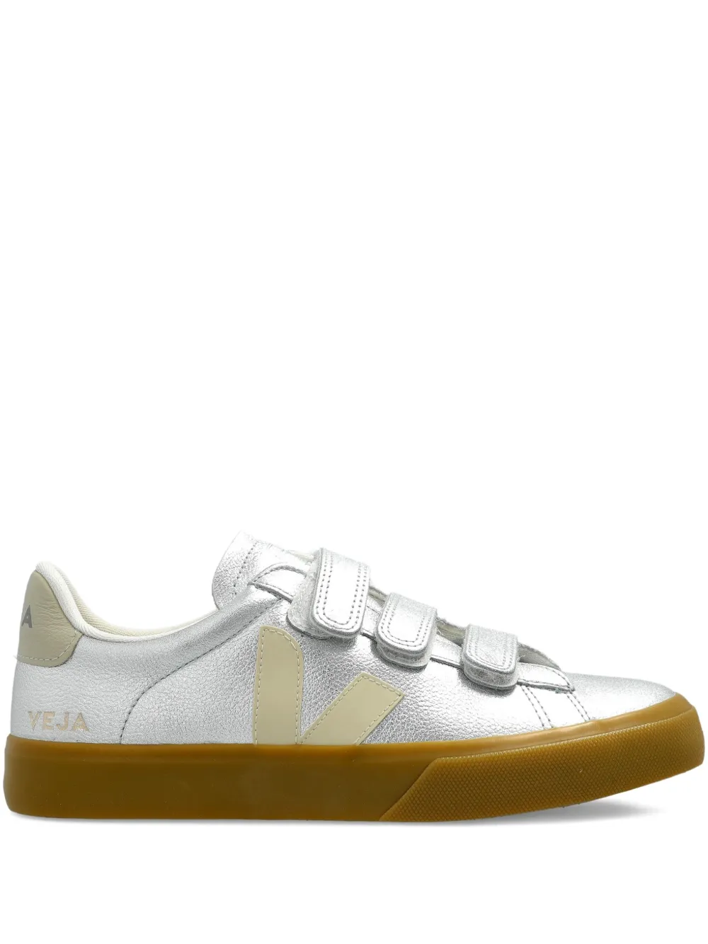 VEJA leather strap-fastening sneakers Silver
