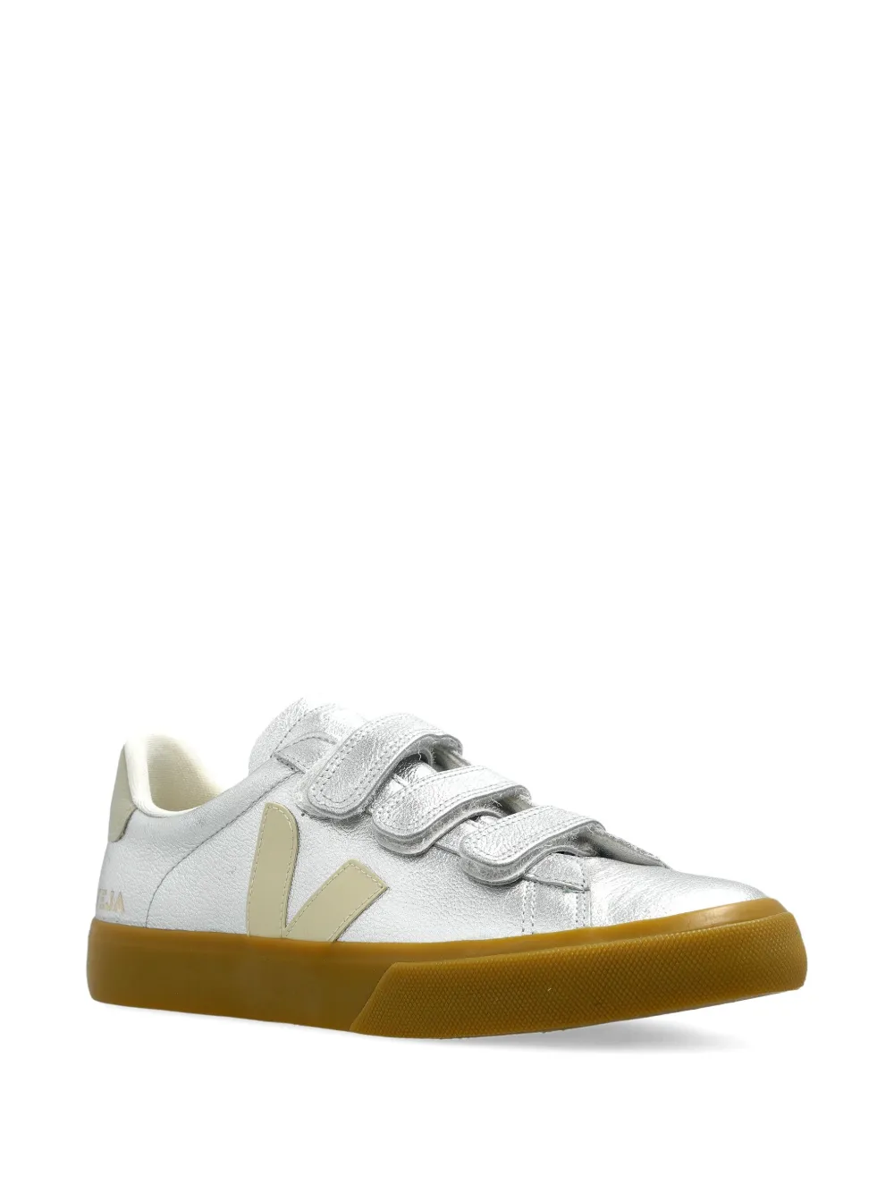 VEJA leather strap-fastening sneakers Silver