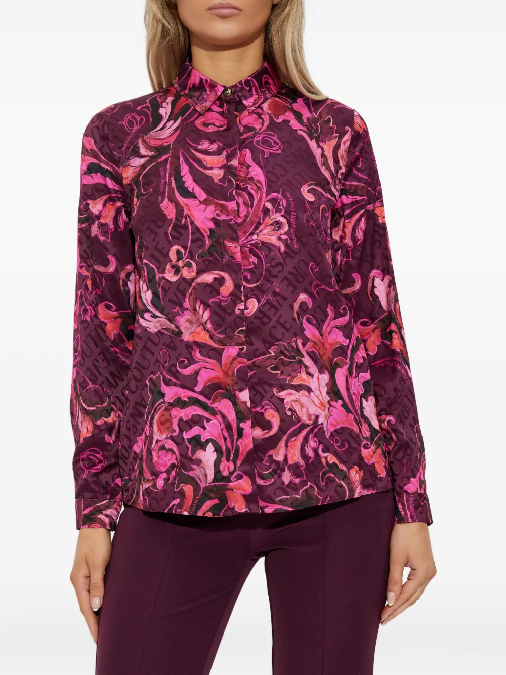 Versace Jeans Couture Blouse met barokprint Roze