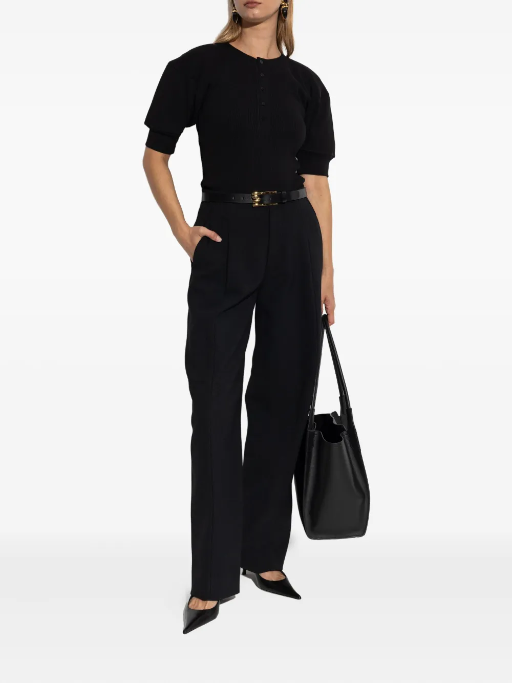 Victoria Beckham Top met pofmouwen - Zwart