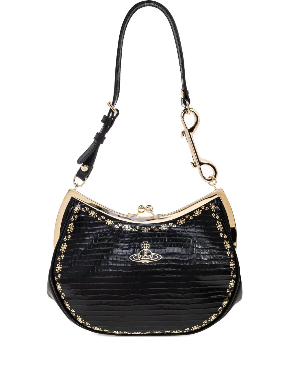Vivienne Westwood small crocodile-embossed clasp shoulder bag | Black | Image 1