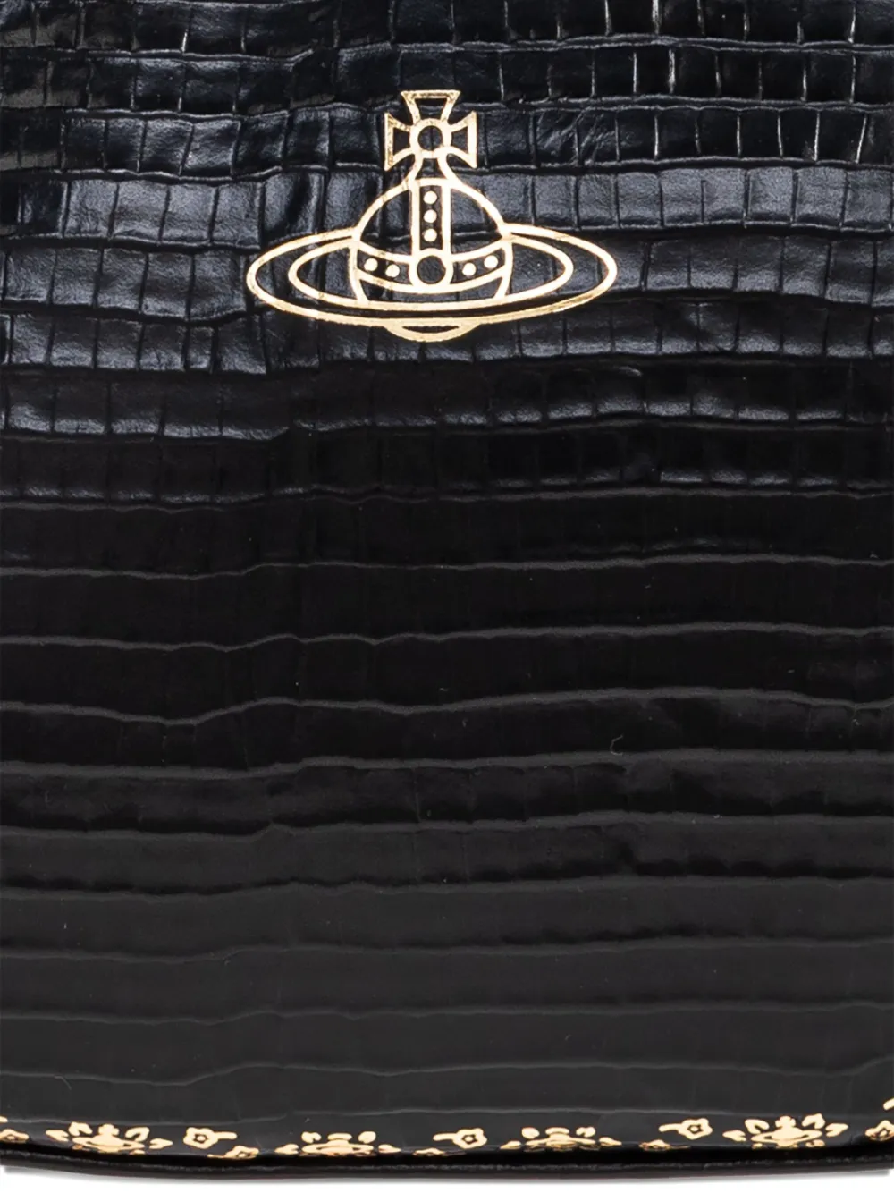 Vivienne Westwood Small Crocodile-embossed Clasp Shoulder Bag In Black